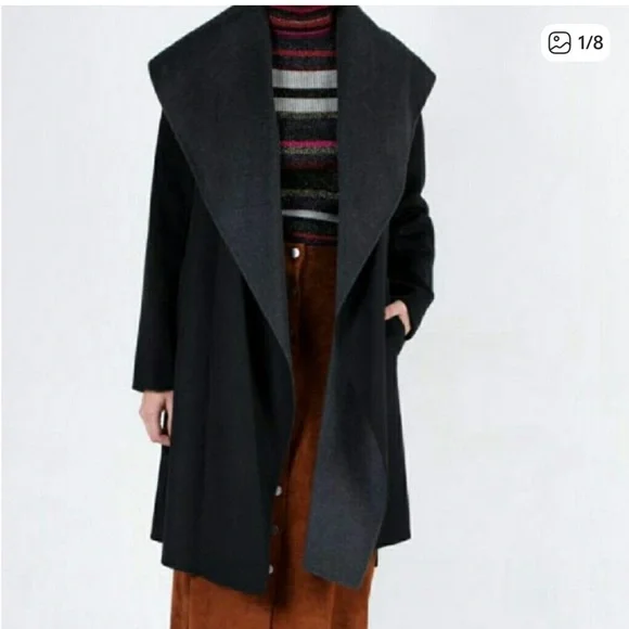 Diane Von Furstenberg Black and Gray Pea Coat - Picture 5 of 5